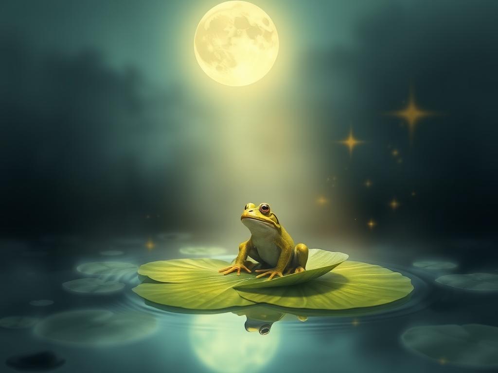 Sapo em cenário de sonho simbolizando transformação e prosperidade Sonhar com Animais