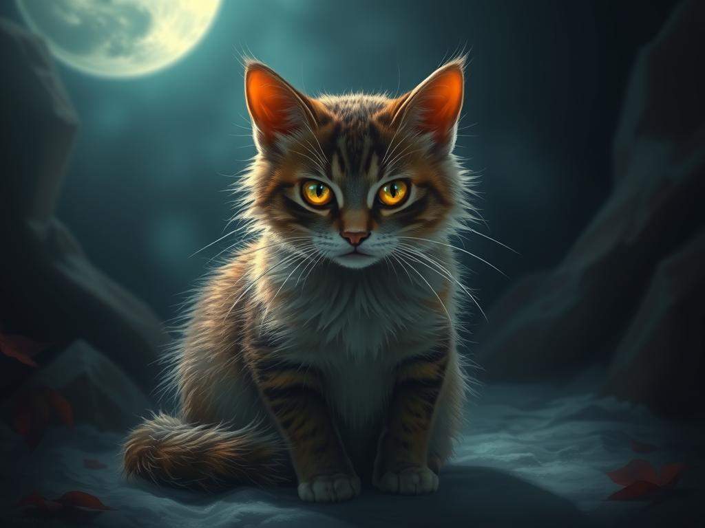 Gato misterioso em ambiente de sonho simbolizando intuição e independência Gato misterioso em ambiente de sonho simbolizando intuição e independência