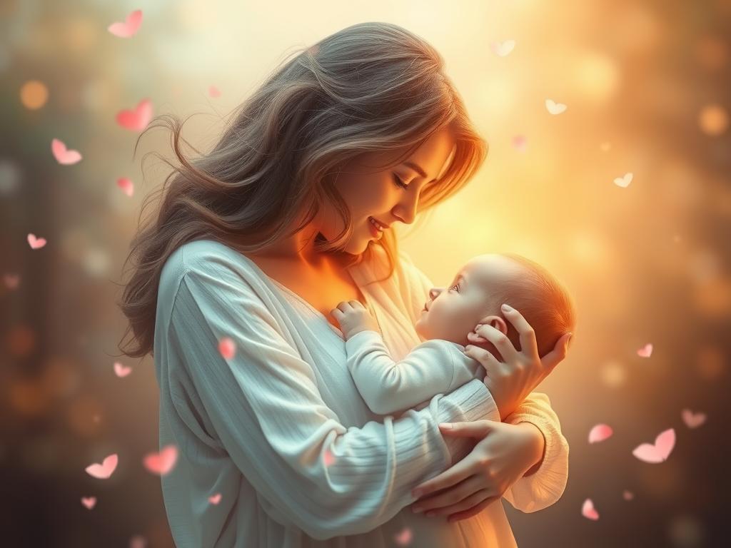 Mãe abraçando filho em um ambiente etéreo de sonho Mãe abraçando filho em um ambiente etéreo de sonho